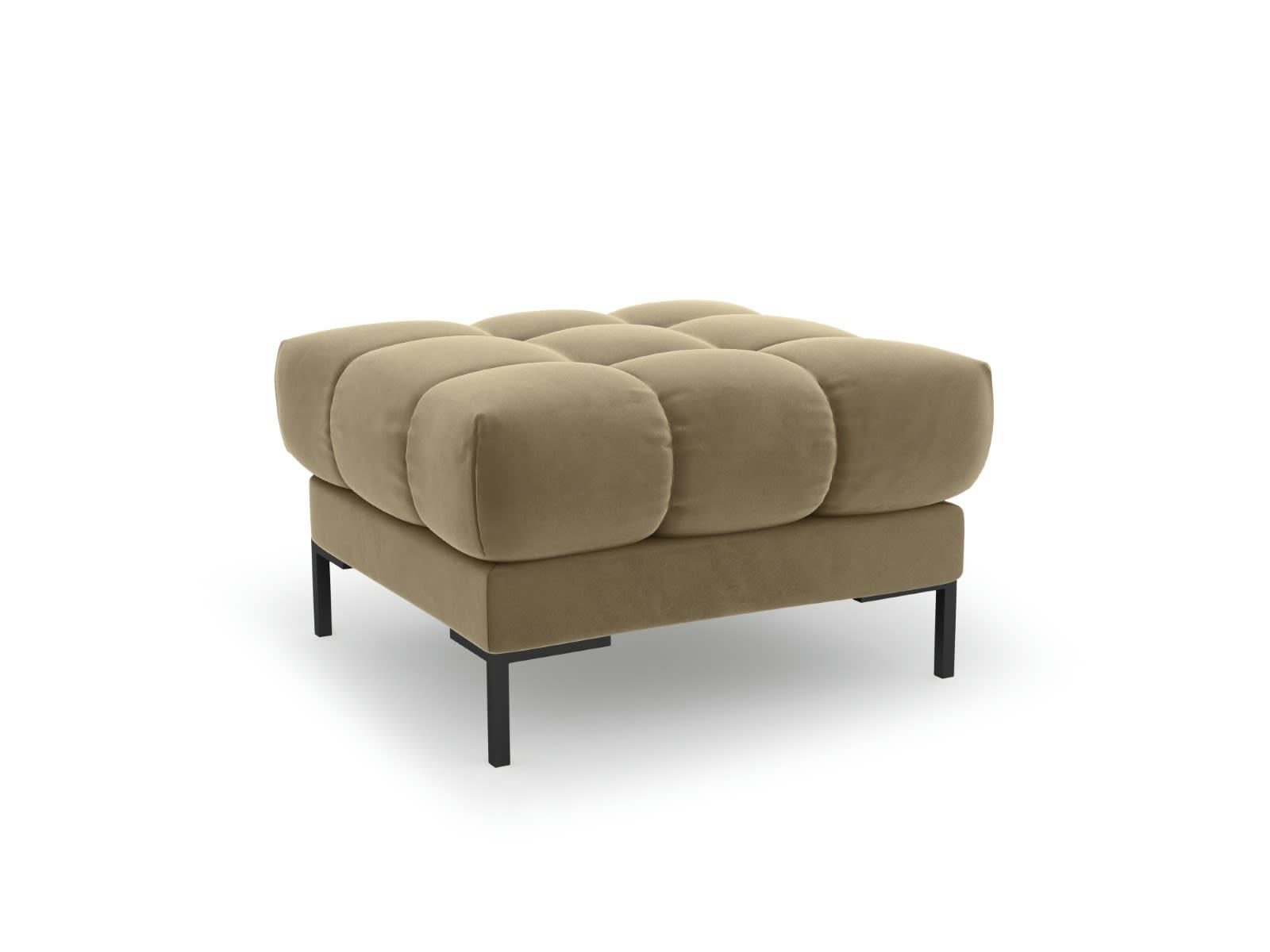 MAMAIA - Pouf 1 place en tissu velours beige