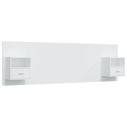 NNEVL Bed Headboard with Cabinets White Engineered Wood