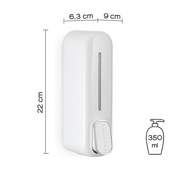 Distributeur De Savon Ou De Gel Désinfectant 350Ml Blanc En Résine Montage Mural Mullet