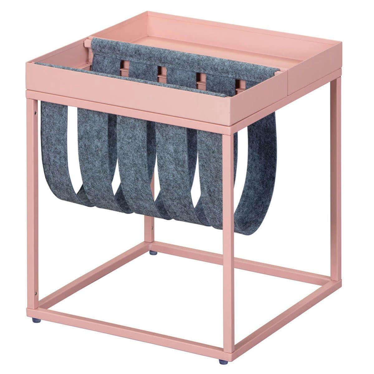 STACIO - Table  d'appoint rose avec porte-brochure