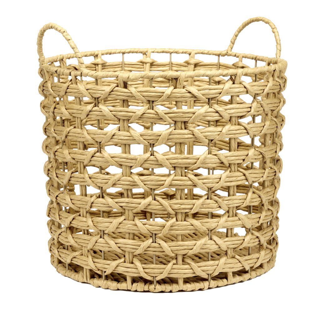 Panière ronde papier tressé et métal Ø35xH35cm