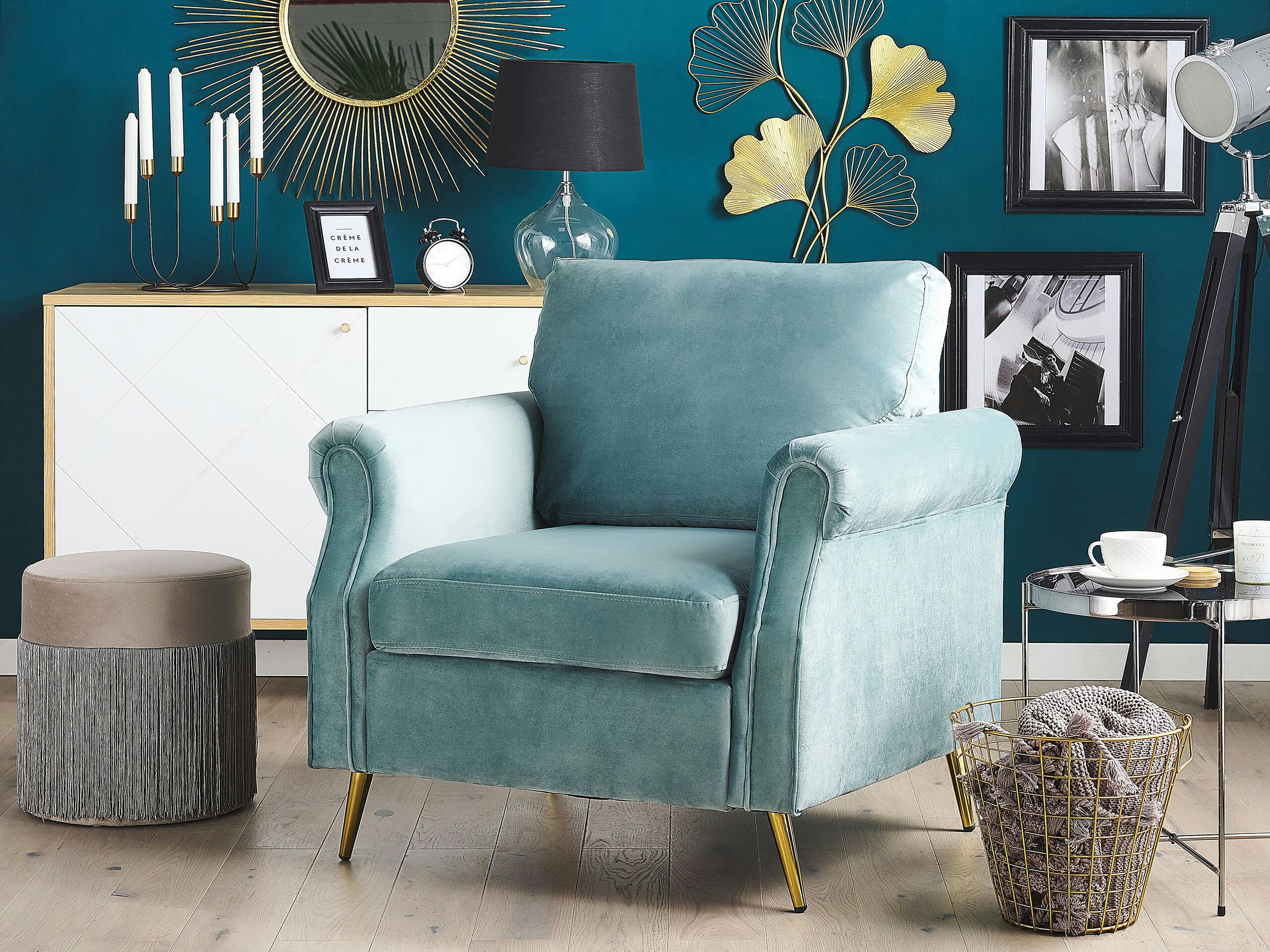 VIETAS - Fauteuil en velours vert menthe