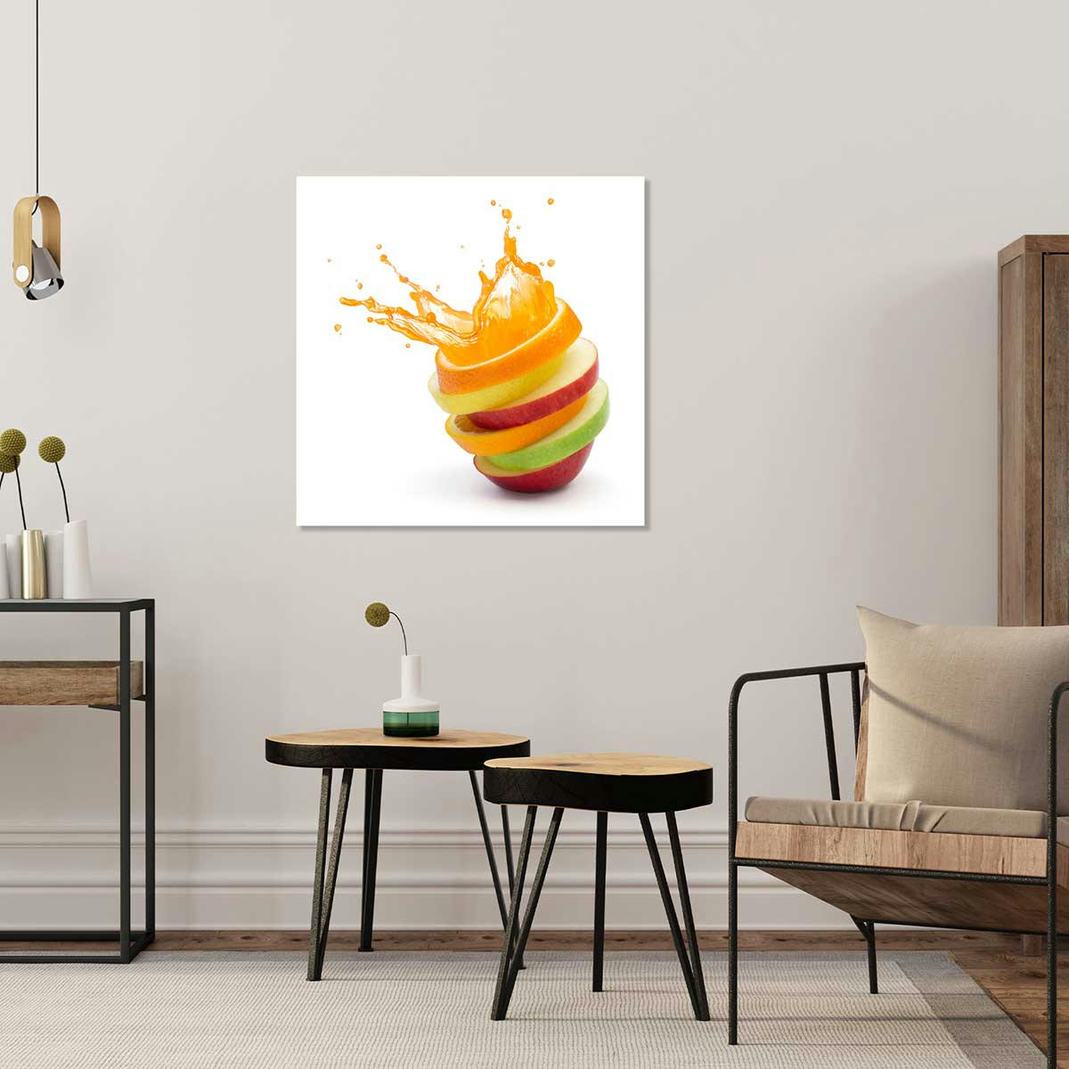 - Tableau explosion de fruits imprimé sur toile 100x100cm