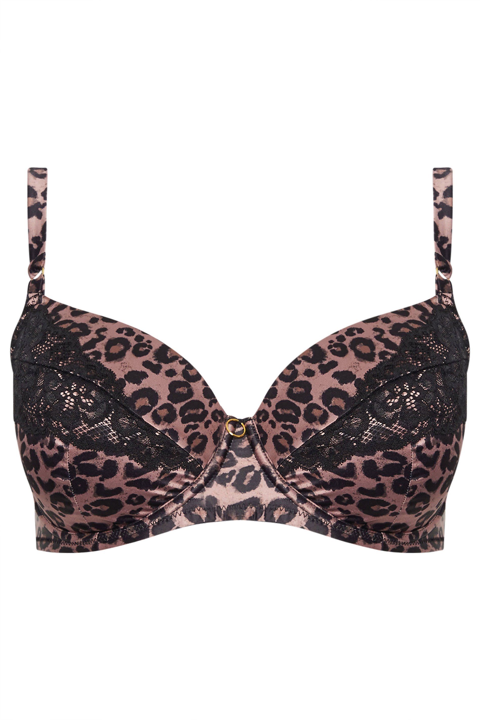 Yours Leopard Print Satin T-Shirt Bra
