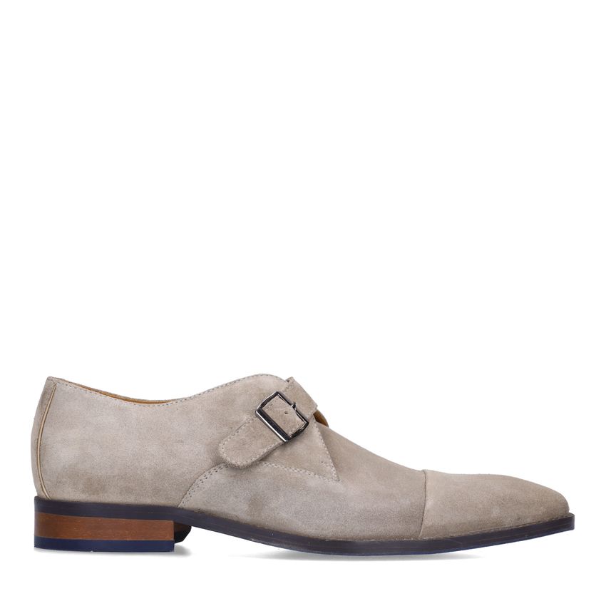 Manfield Beige suède gespschoenen