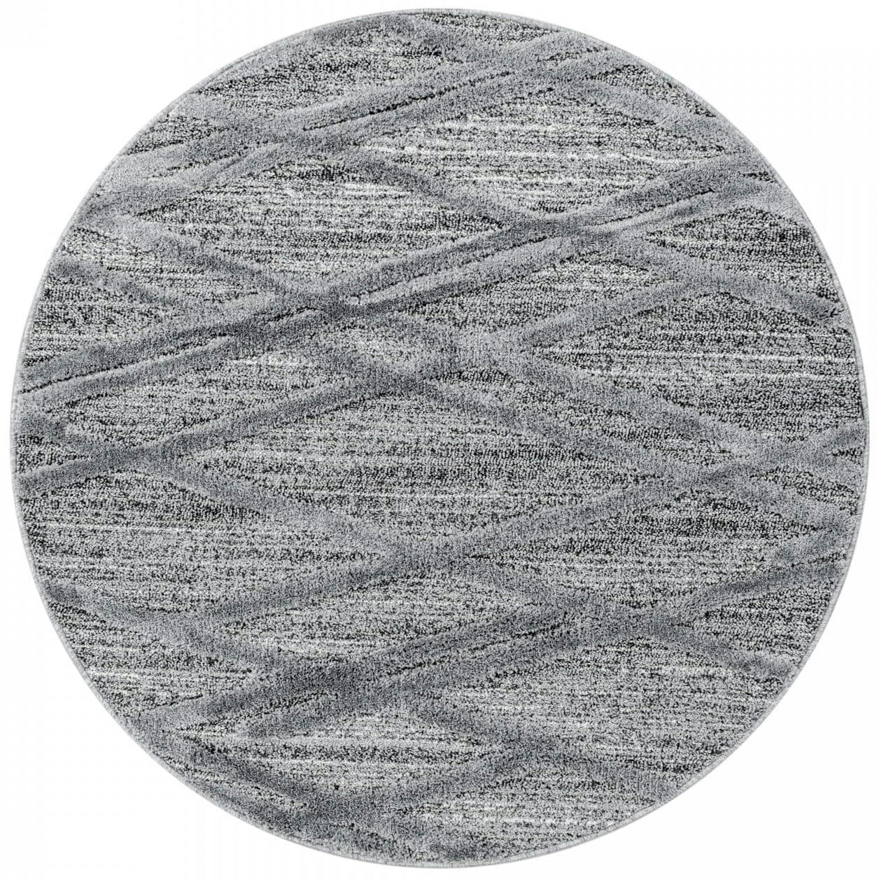 BOHEME - Tapis bohème rond à relief gris 120x120cm