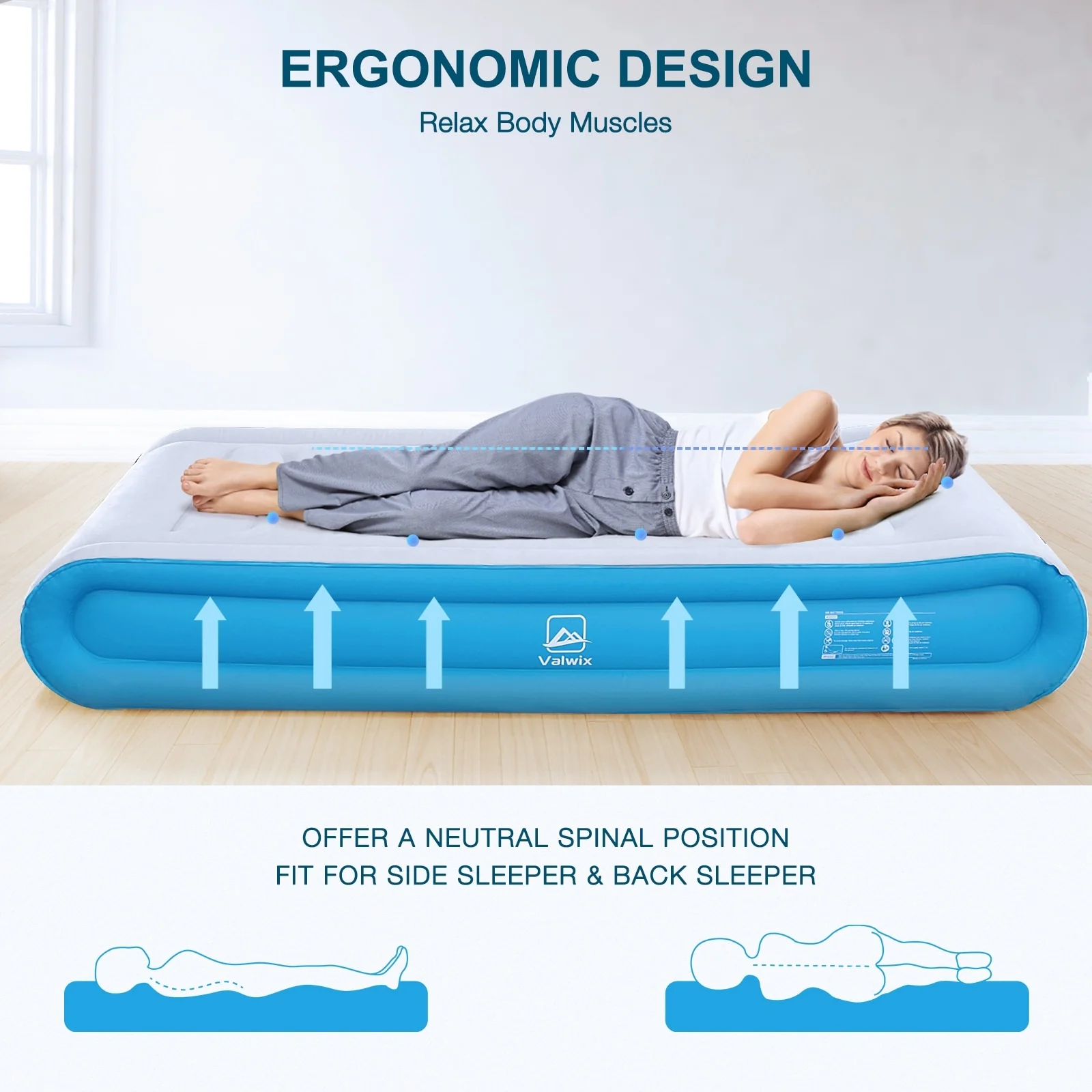 Twin Air Mattress with Built-in Pump & Pillow, 17'' Height Supportive Tech, Inflatable Mattress for Home Travel, 660 lb Capacity