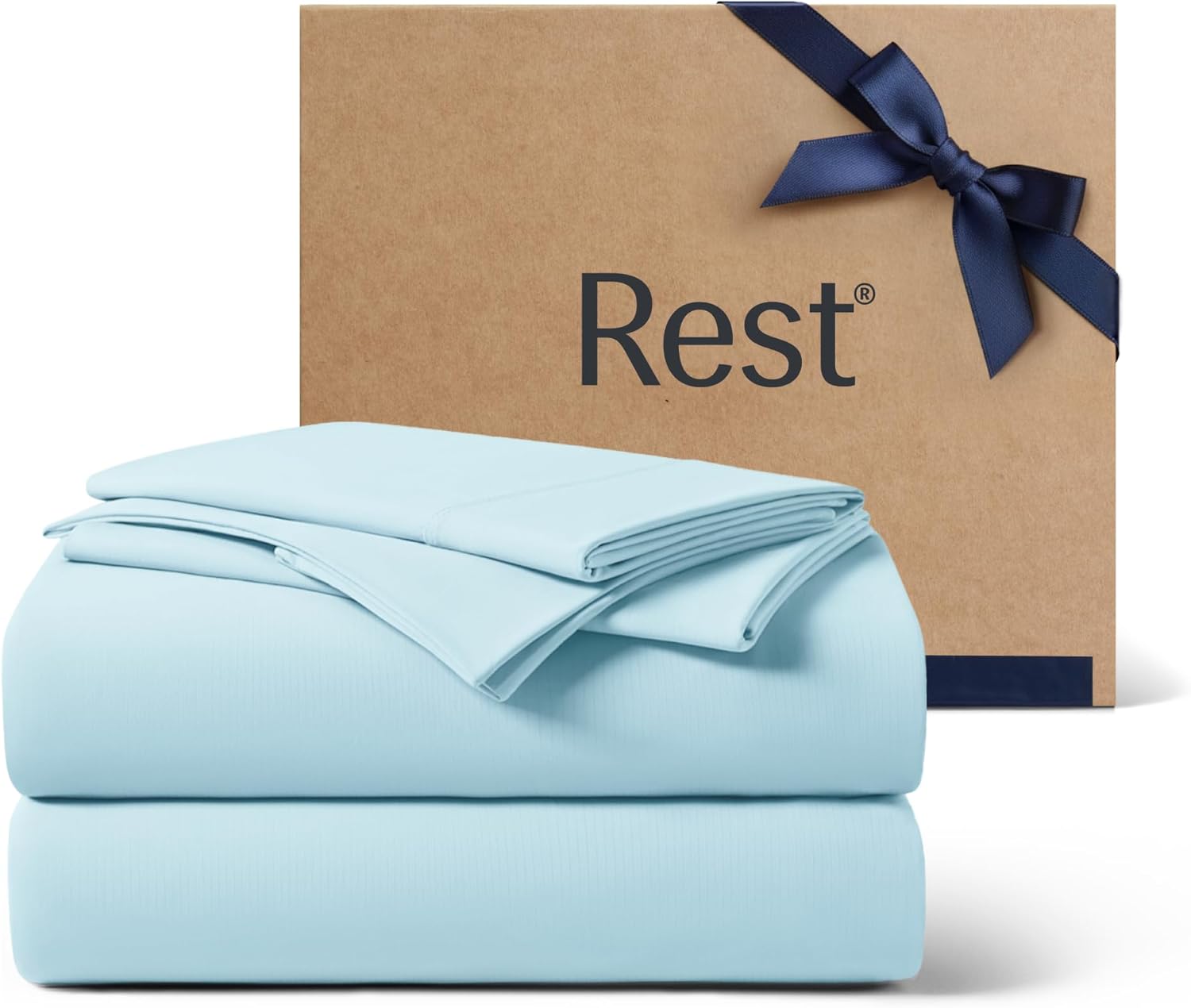 REST® Evercool®+ Cooling Sheet Set, King Size, Light Blue, Breathable Bed Sheets for Hot Sleeper and Night Sweats, with Pillowcases, with Ionic+ Self-Cleaning Silver Yarn for Sensitive Skin, 4PCS