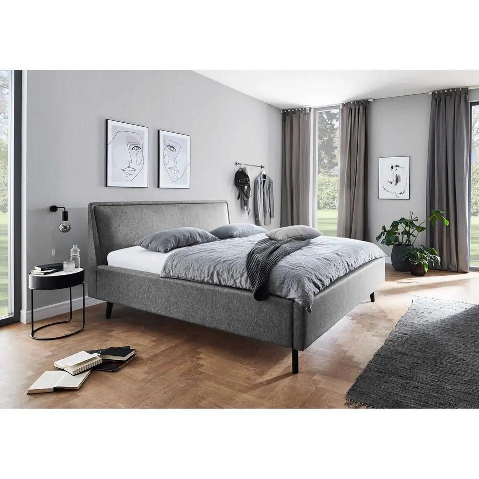 Tweepersoonsbed Estee 180x200 met opbergruimte - grijs/zwart