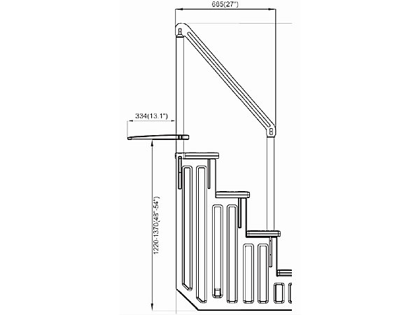 Escalier simple pour piscine avec marches anti dérapantes