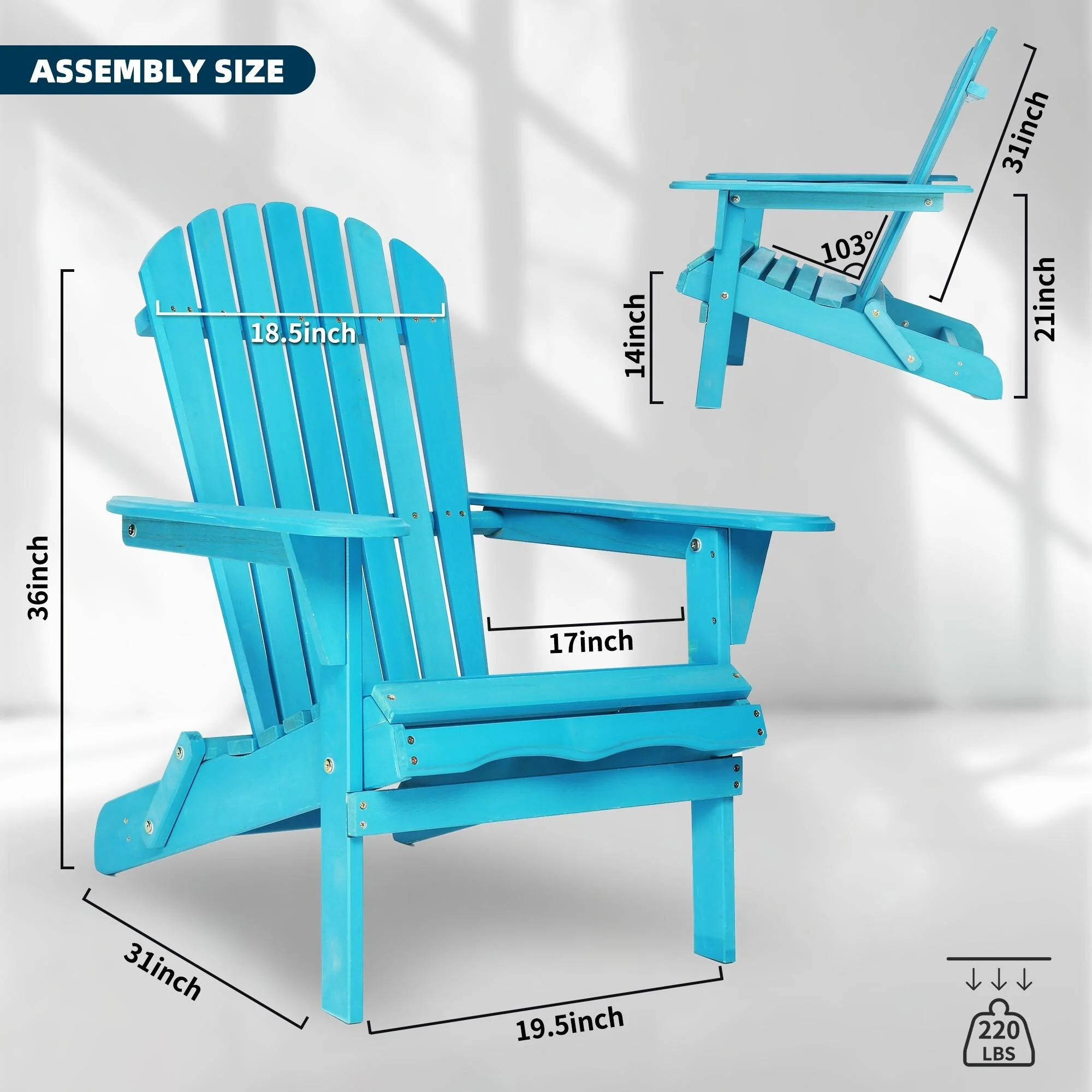 Wood Lounge Patio Chair For Garden Outdoor Wooden Folding Adirondack Chair Set Of 2 (Excluding the table)