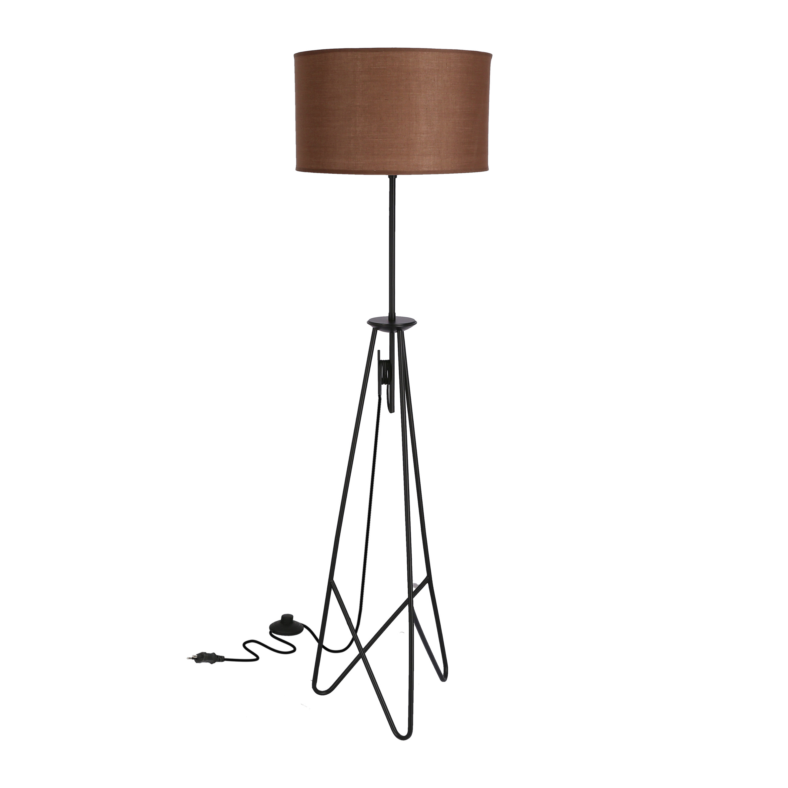 Lampa podłogowa FLOAT czarna 1x60w e27 abażur timber ciemny