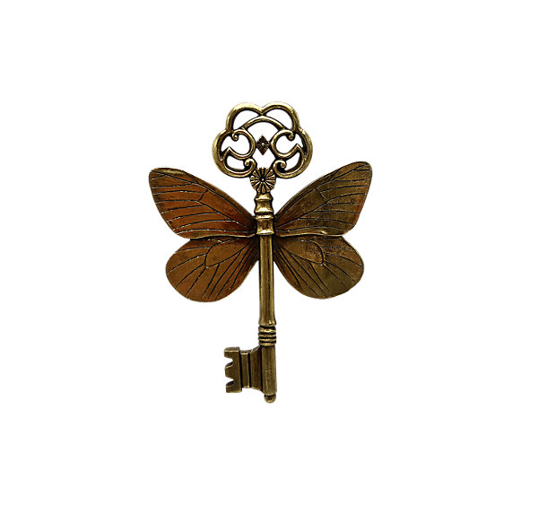 Décoration murale clé ailes de papillon H.10,8cm Emde