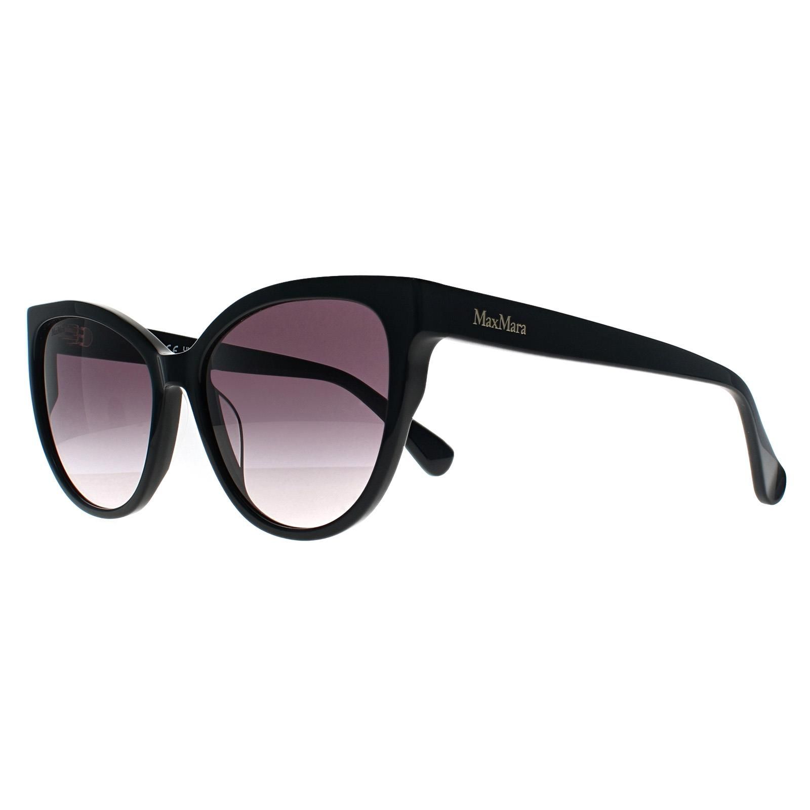 Max Mara Round Shiny Black Smoke Grey Gradient MM0058 Logo 13