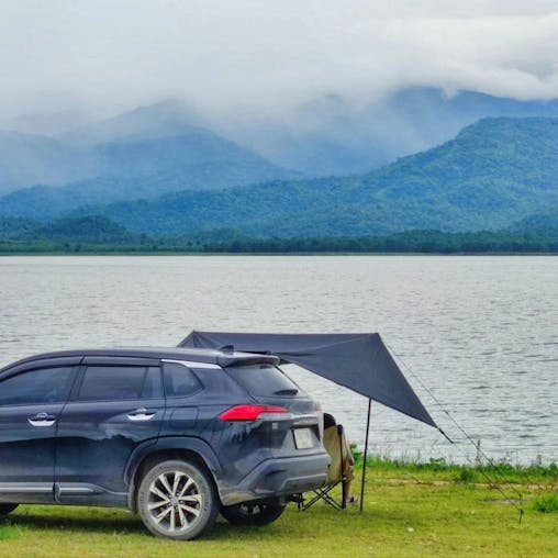 NNEOBA Bat Shape Car Side Awning Waterproof Rear Shelter Tent (Black)