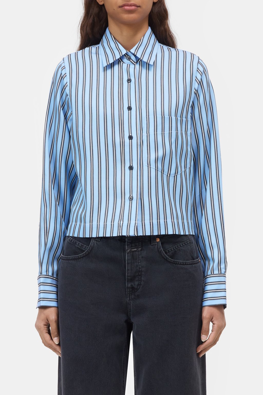 Verkürzte Hemdbluse aus Lyocell