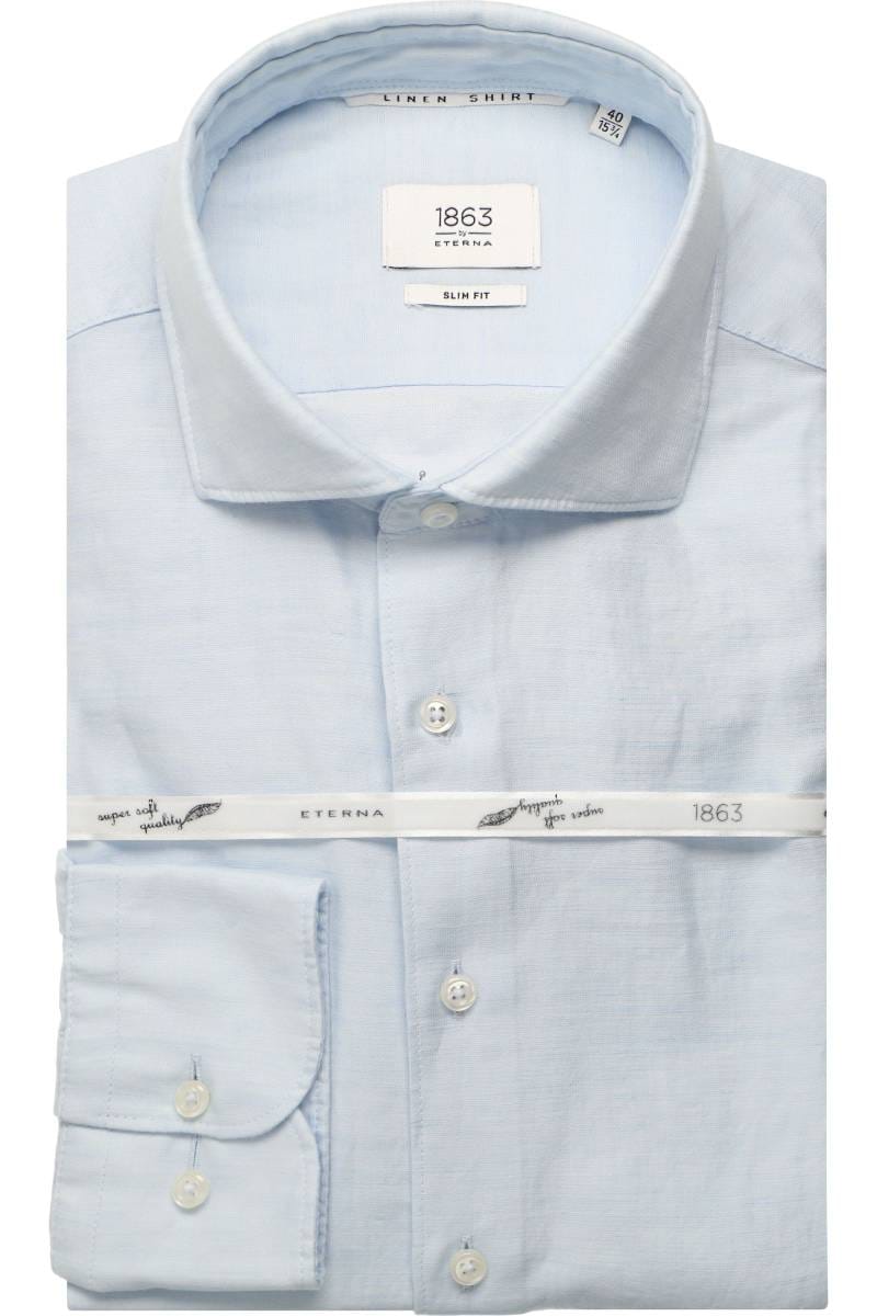 ETERNA 1863 Soft Tailoring Slim Fit Leinenhemd hellblau, Einfarbig