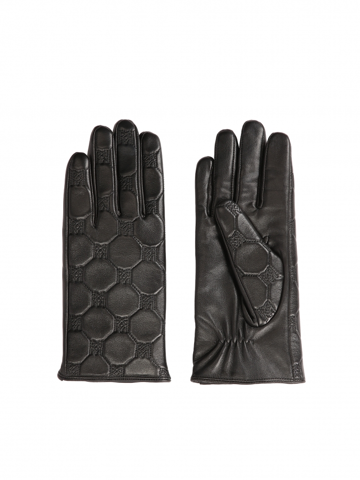 Leather gloves with an original pattern
