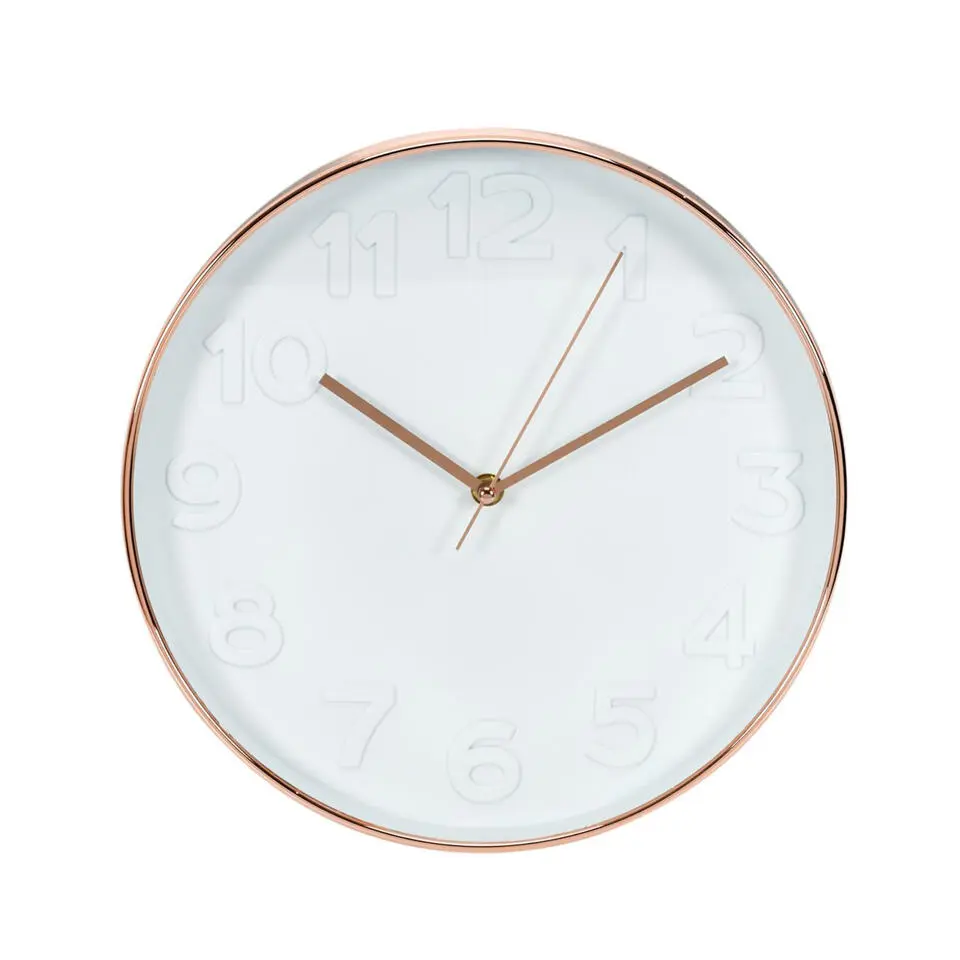 Home Deco Factory Wandklok - D30 cm - koper/wit - kunststof