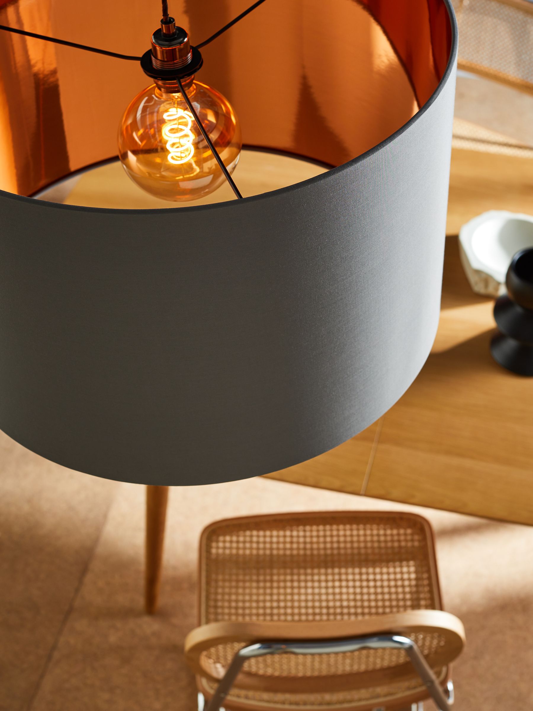 Oro Easy Fit Drum Shade in Grey/Copper