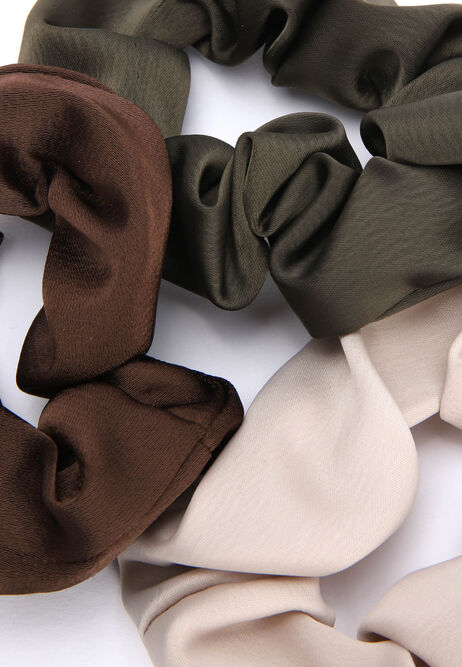 Womens 3pk Cream Satin Scrunchies