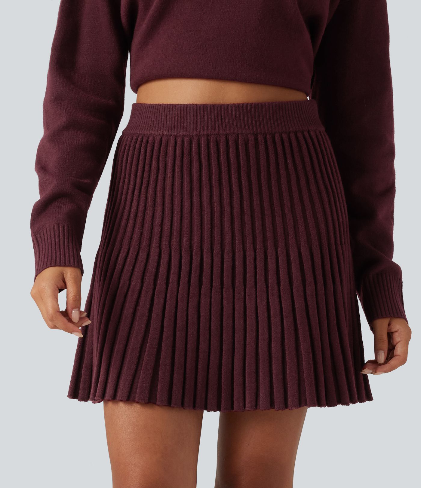Jupe mini en maille taille haute coupe trapèze
