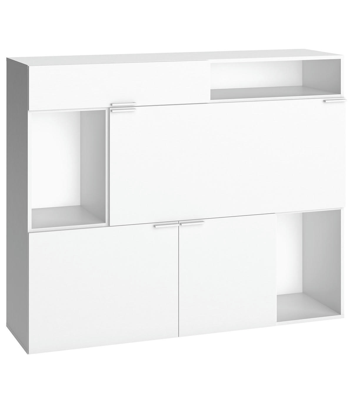 4YOU - Buffet Multi-rangements 3 portes et 1 tiroir  L145 cm - Blanc