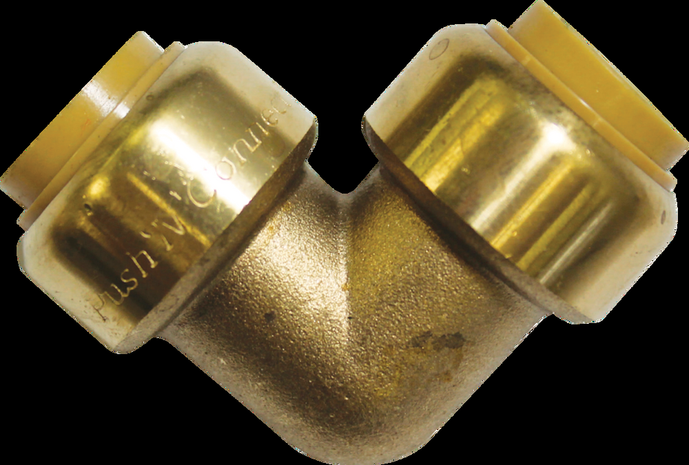 Waterline Push N' Connect Solid Brass 90-Degree Elbow, 1/2-in
