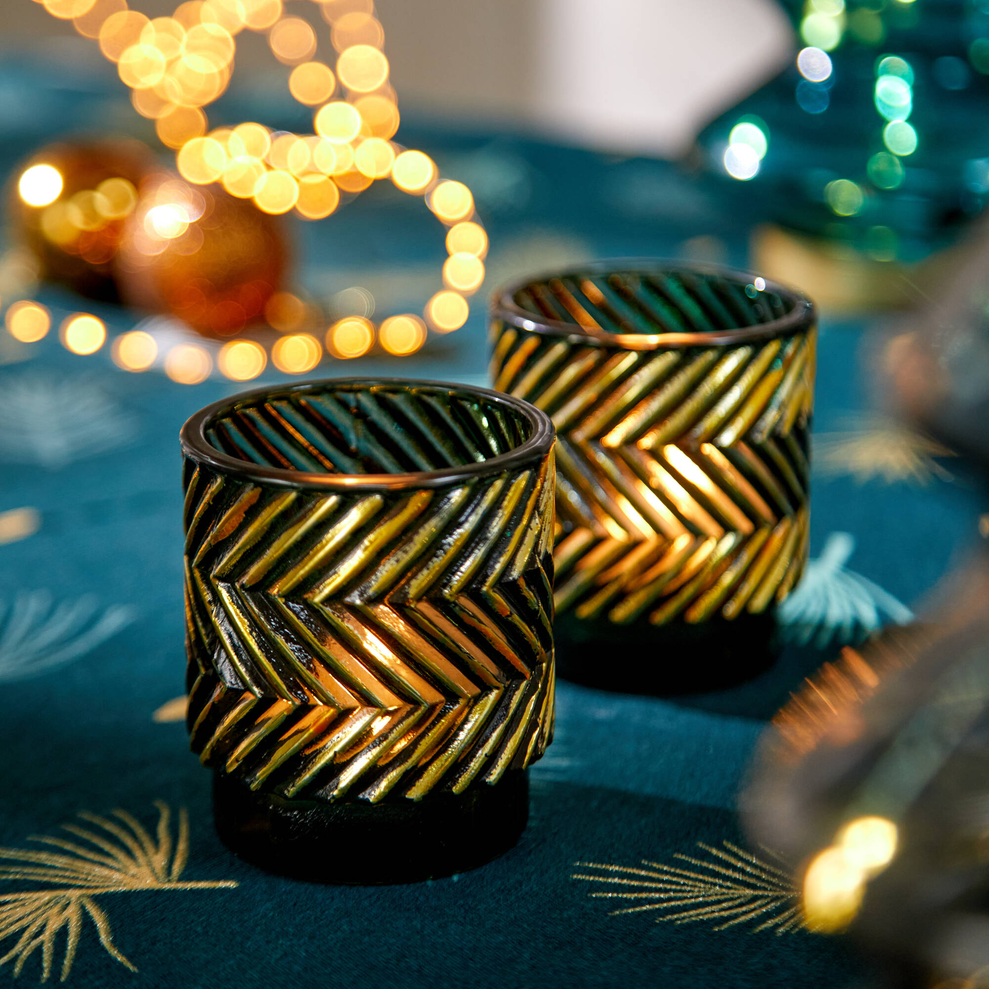 Lot de 2 photophores en verre
