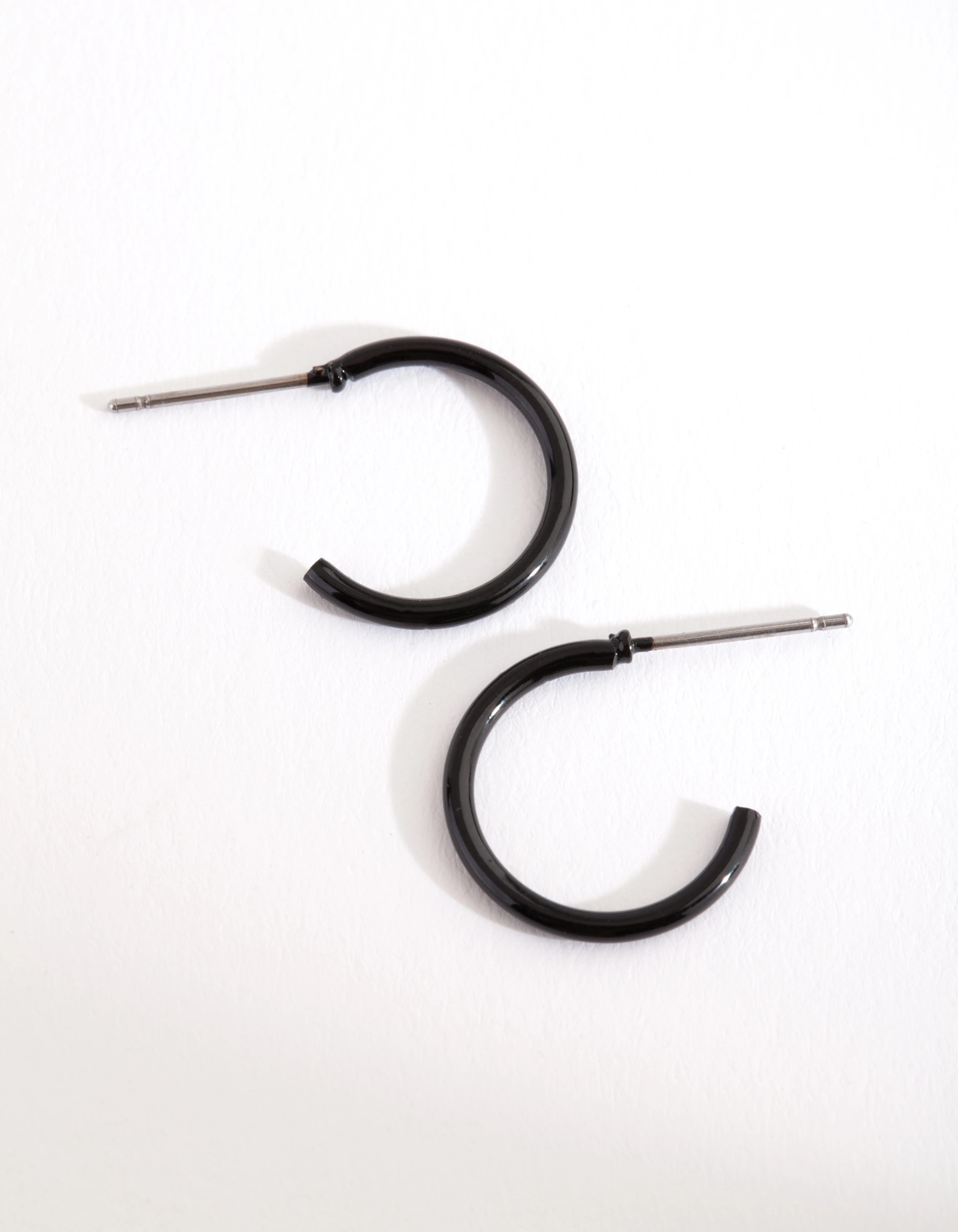 Black Coated Metal Hoop Earrings