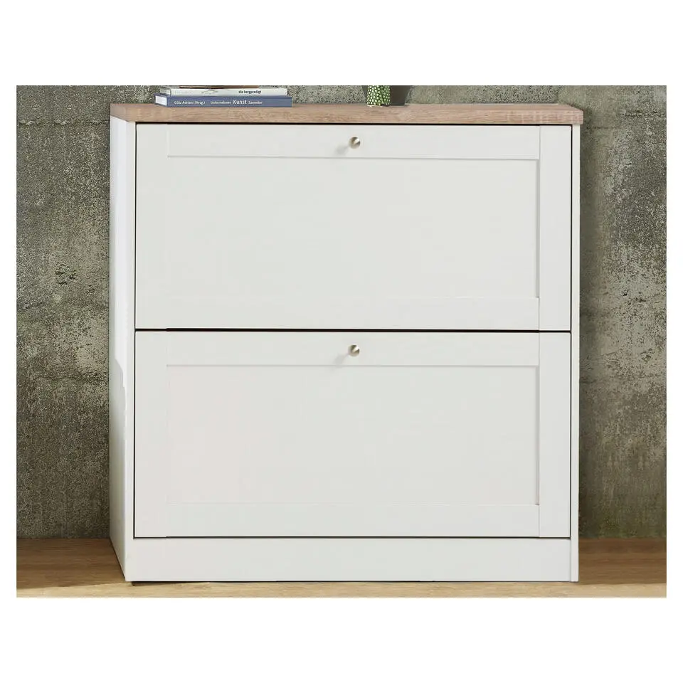 Heide - Schoenenkast met 2 kleppen in wit hout effect