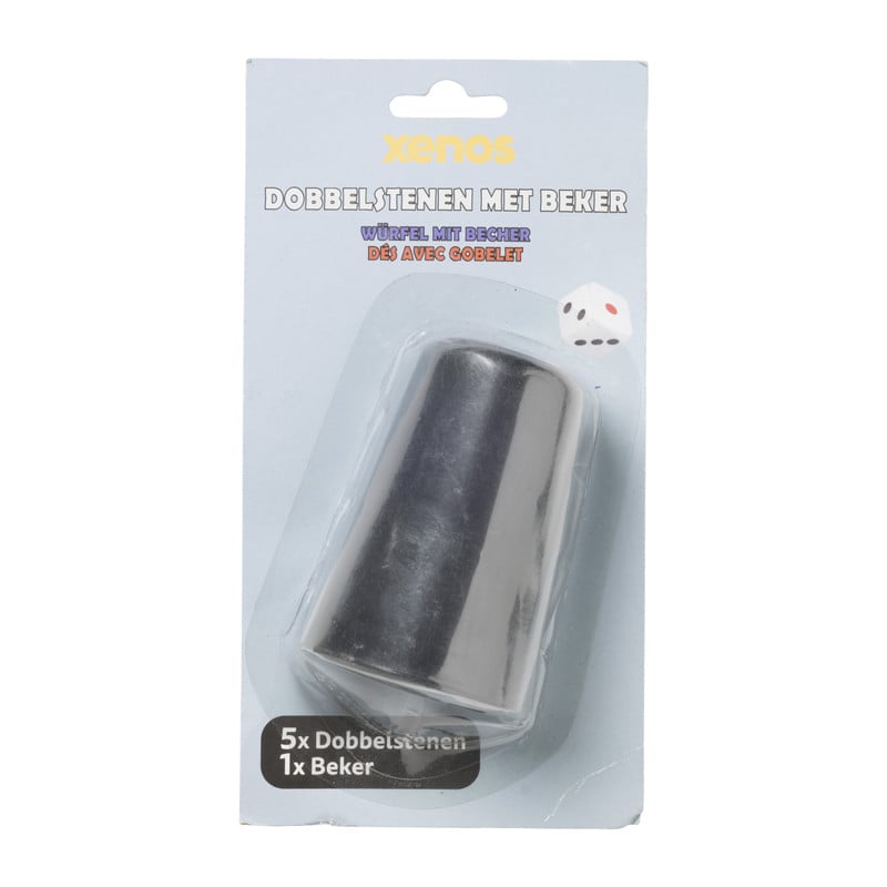Dobbelstenen met beker - set van 6