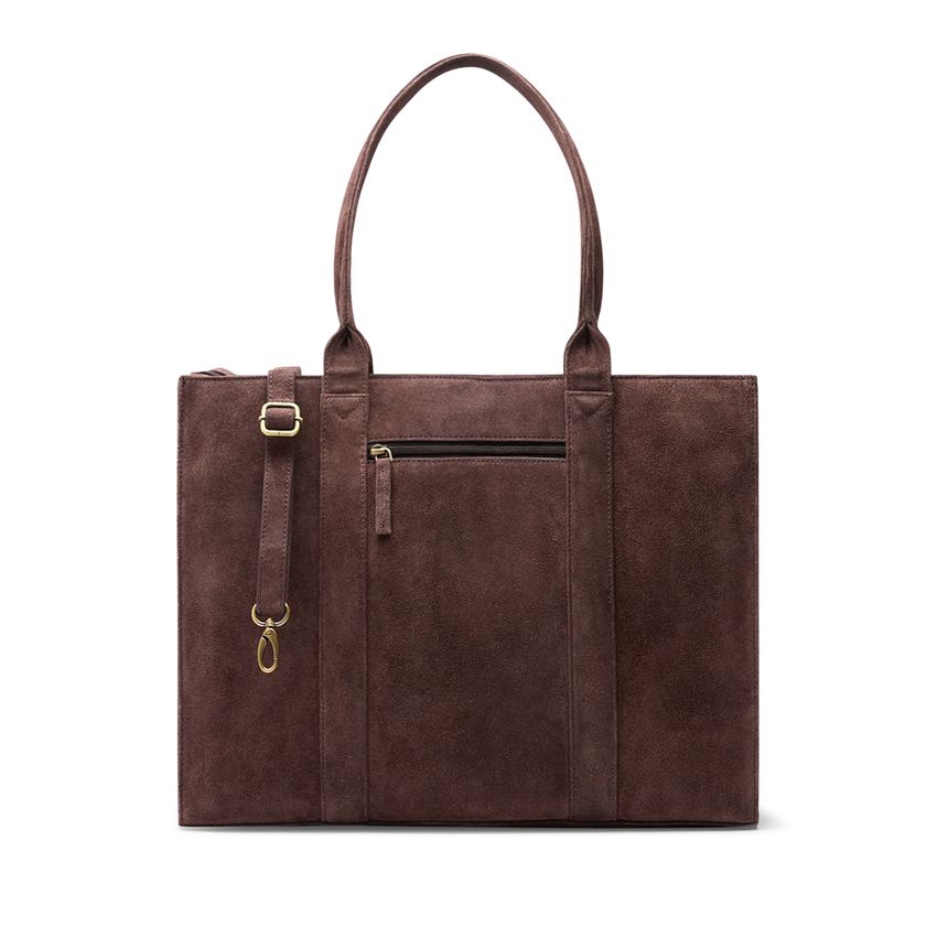 Manfield 18 inch donkerbruine suède shopper