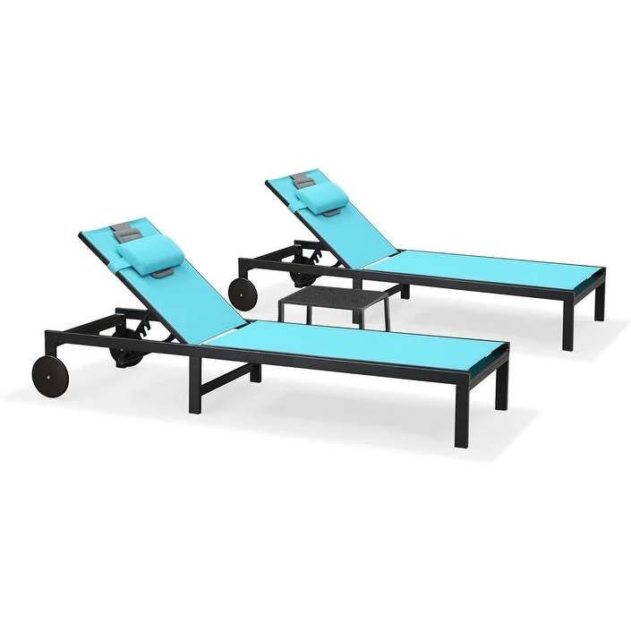 PURPLE LEAF Outdoor Tanning Lounge Chair Set with Face Hole Adjustable Reclining Chairs - N/A