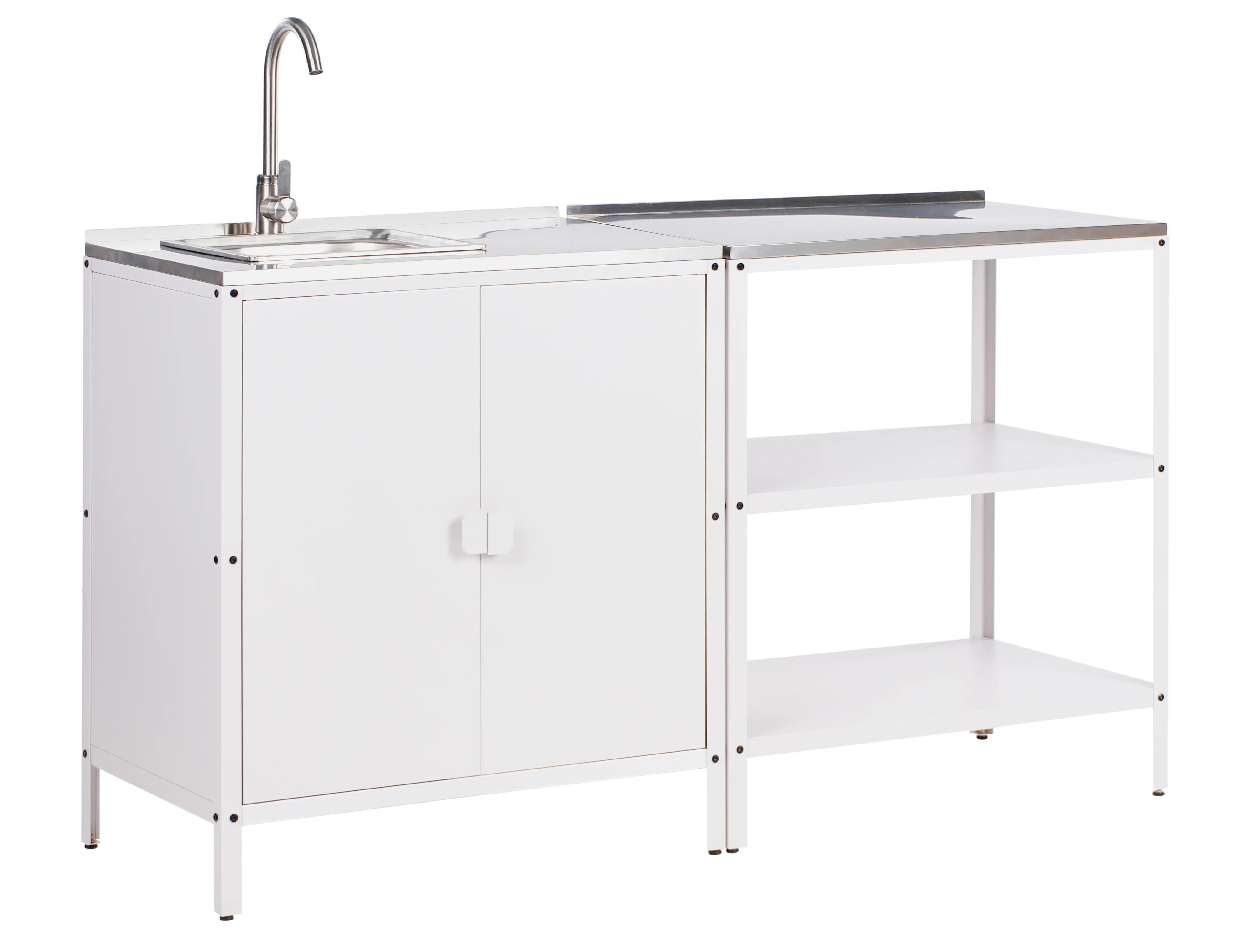 2 Piece Outdoor Kitchen Set with Sink VILAMA Metal White