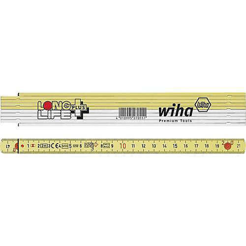 Mètre pliant Wiha 27059 2 m plastique blanc, précision Classe 3, articulations verrouillables