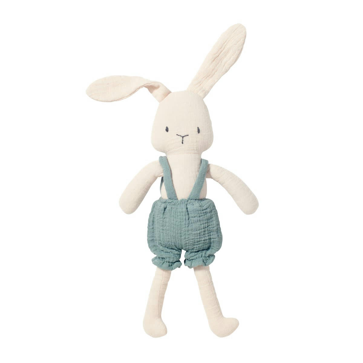 - Peluche coton mousseline lapin vert 30 cm