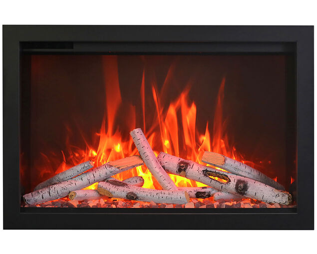 Amantii Smart 33&rdquo; Fireplace &ndash; Includes a steel trim, glass inlay, 10 piece log set with remote and cord