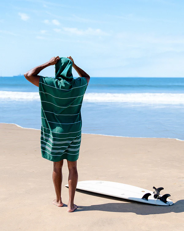 Classic Stripe Hooded Poncho - Rain Forest