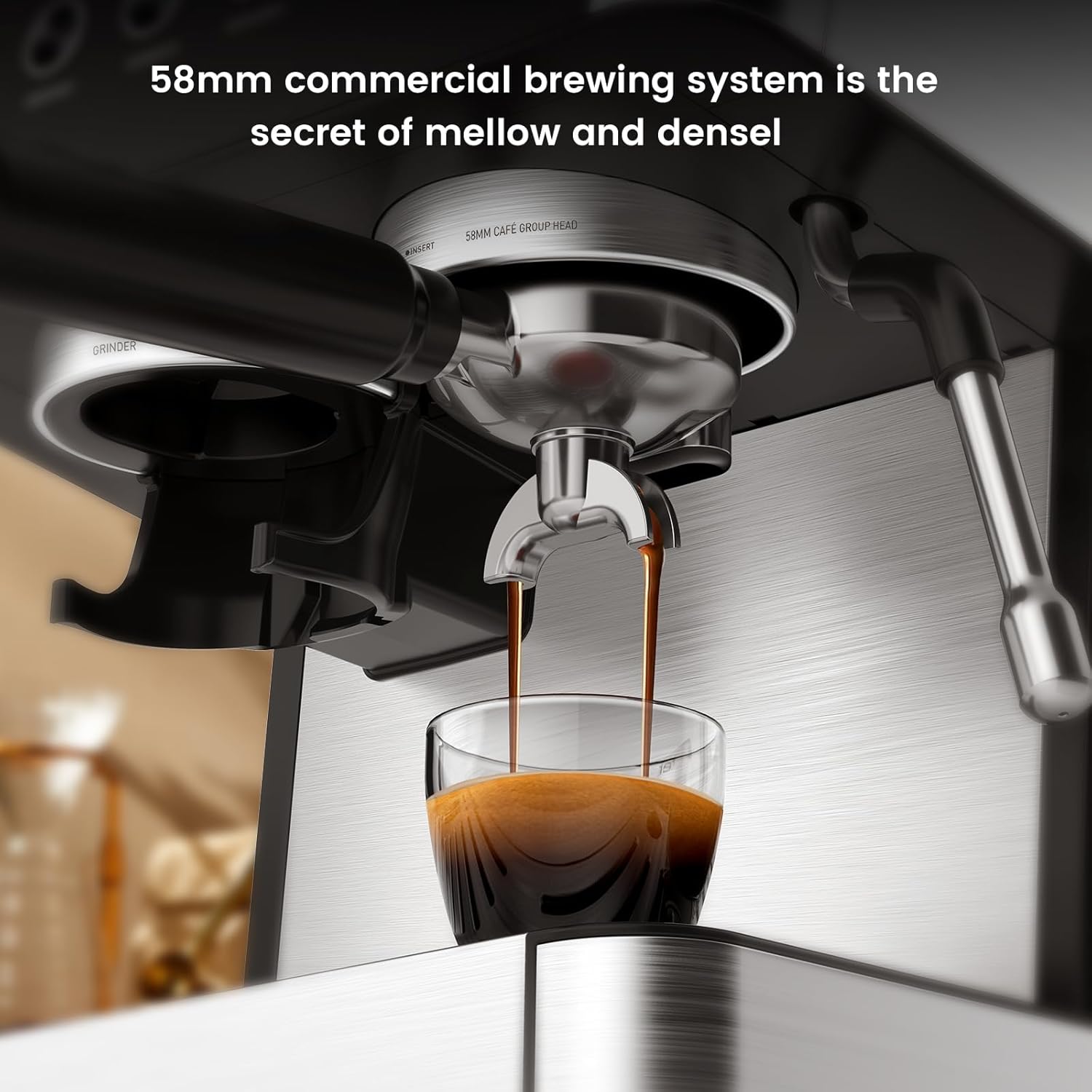 (2026 Upgrade) Espresso Machine with Grinder, Expresso Coffee Machines with Built-in Anti-Clog Coffee Grinder/Milk Steam Wand/Frother, Expresso Machines for Home Perfect Cappuccino & Latte-Gloss Black