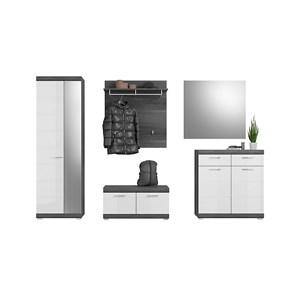 Ensemble dentrée SCOTTMeubles de rangement avec miroir et porte-manteaux