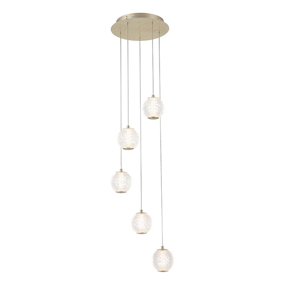 PENDELLAMPE SEARCHLIGHT ALLURE MULTIDROPP 5L MESSING/AKRYL