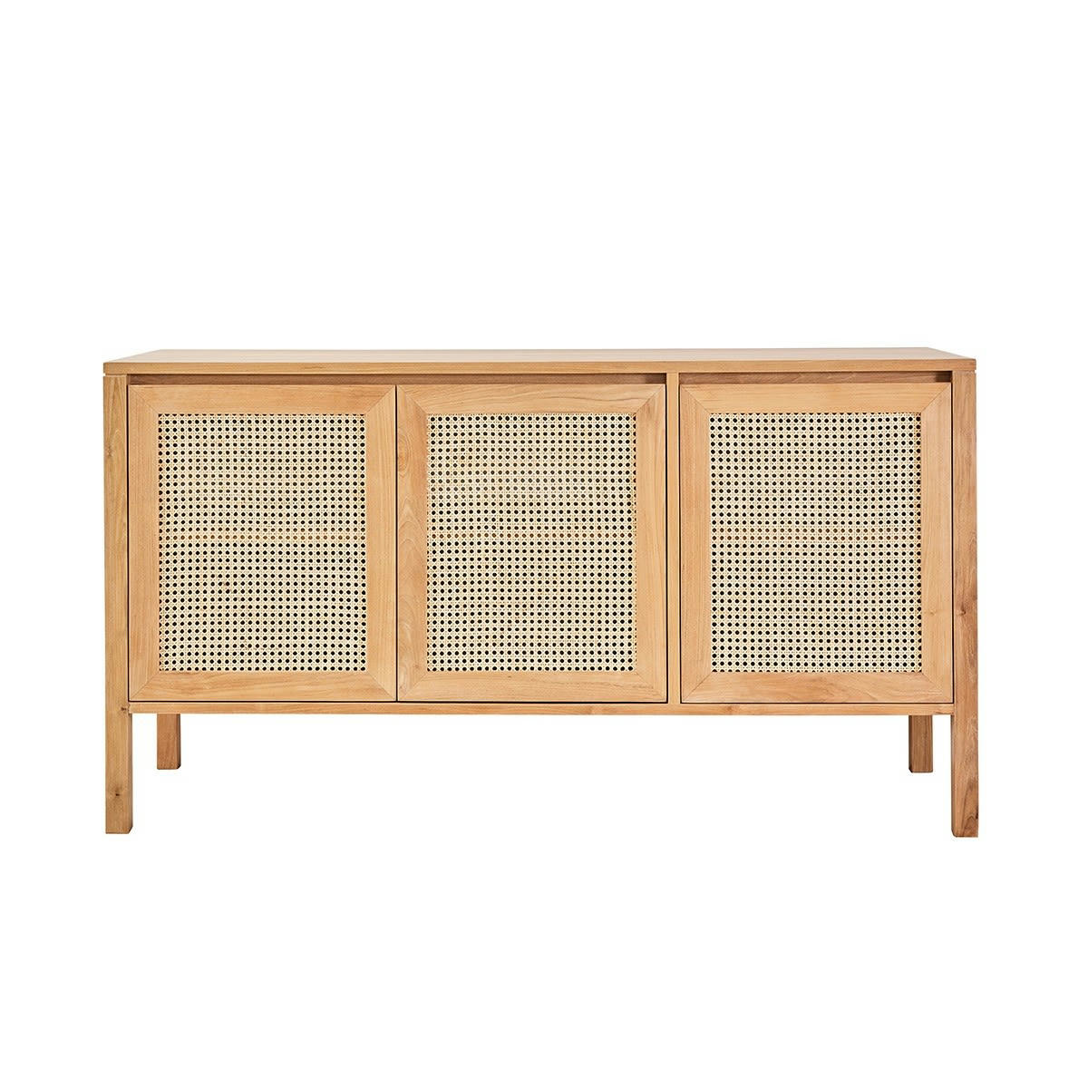 ELIOTT - Meuble de salle de bain en teck massif et cannage 145 cm