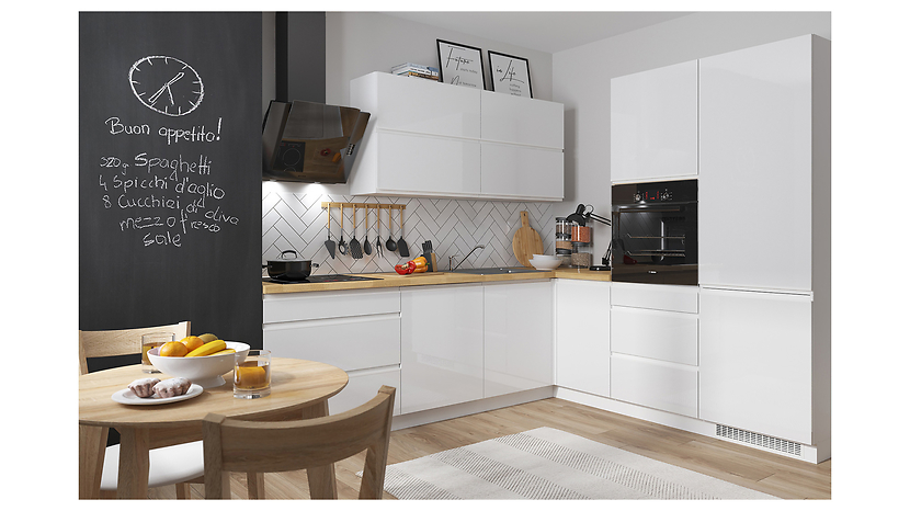 Komplet kuchenny narożny Sole 260x225 cm biały połysk