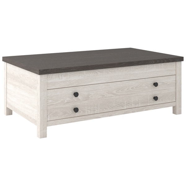 Dorrinson Casual Rect Lift Top Cocktail Table, White/Brown
