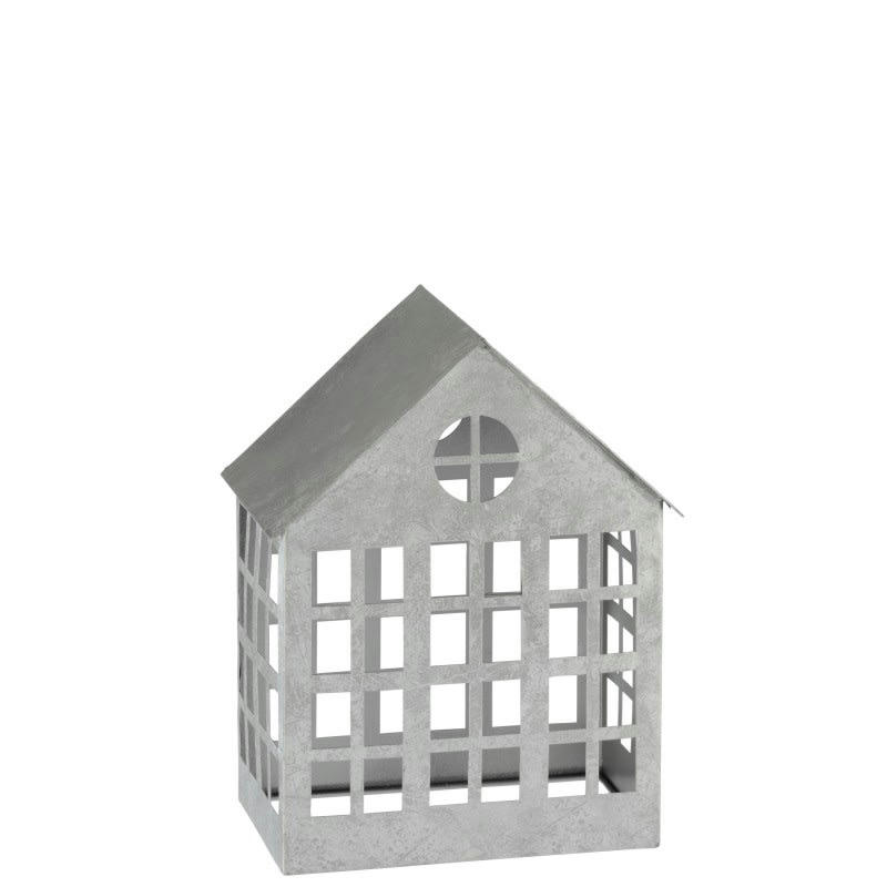 DELTA - Bougeoir maison fer argent H28cm