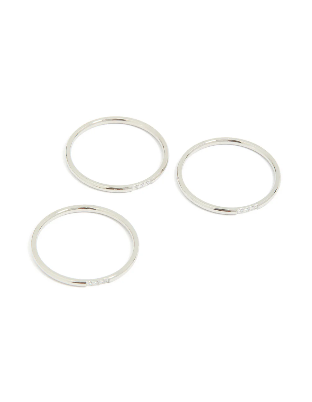 Waterproof Stainless Steel Thin Cubic Zirconia Trio Rings 3-Pack