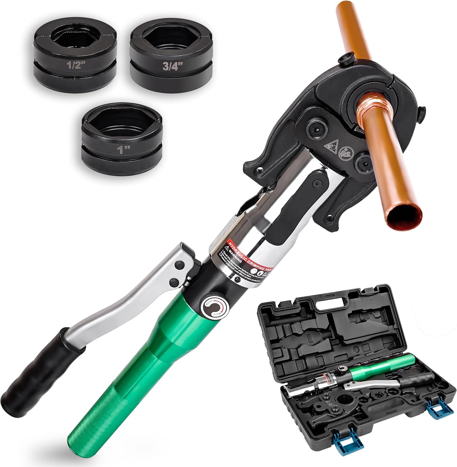 Copper Tube Fitting Crimping Tool Copper Pipe Crimper Press with 1/2 3/4 and 1 Jaw for ProPress Copper Fitting