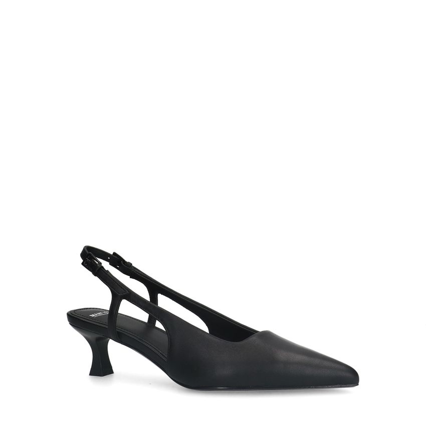Manfield Zwarte leren slingback pumps