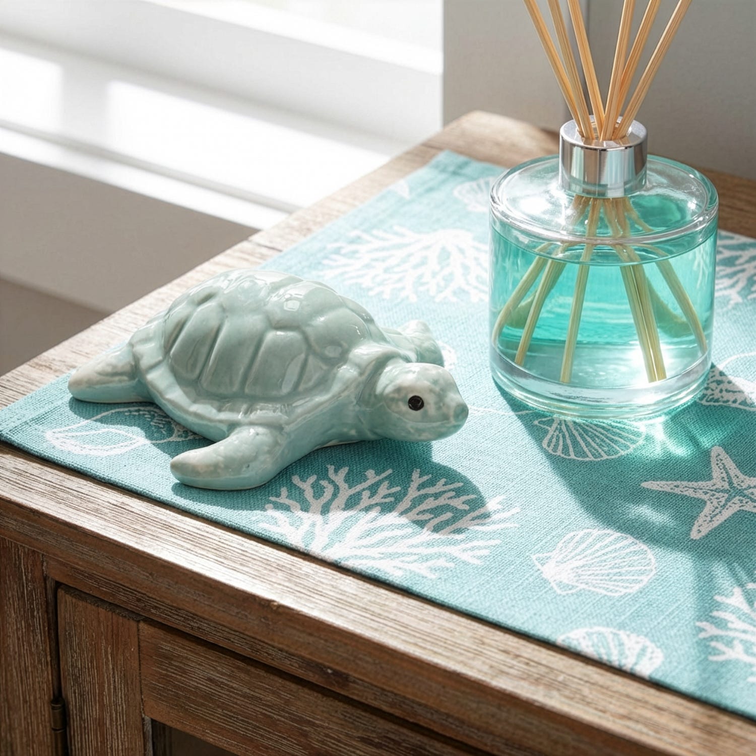 Decorazione tartaruga azzurra in ceramica